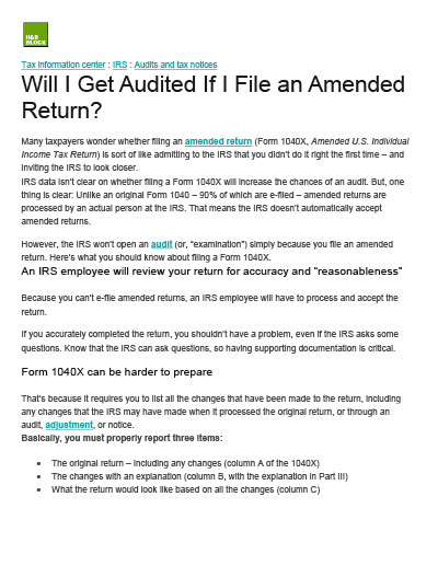 Will I Get Audited If I File An Amended Return